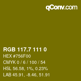 カラーコード: RGB 117.7 111 0 | qconv.com