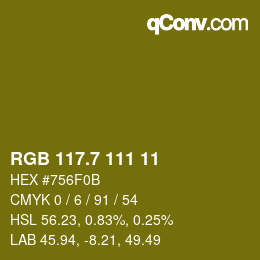 カラーコード: RGB 117.7 111 11 | qconv.com