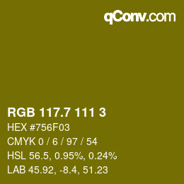カラーコード: RGB 117.7 111 3 | qconv.com