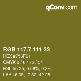 カラーコード: RGB 117.7 111 33 | qconv.com
