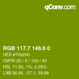 カラーコード: RGB 117.7 146.6 0 | qconv.com