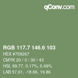 カラーコード: RGB 117.7 146.6 103 | qconv.com