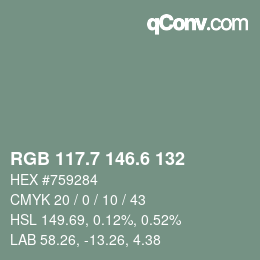 カラーコード: RGB 117.7 146.6 132 | qconv.com