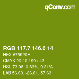 カラーコード: RGB 117.7 146.6 14 | qconv.com