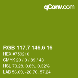 カラーコード: RGB 117.7 146.6 16 | qconv.com