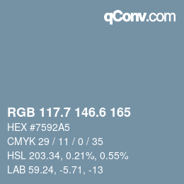 カラーコード: RGB 117.7 146.6 165 | qconv.com