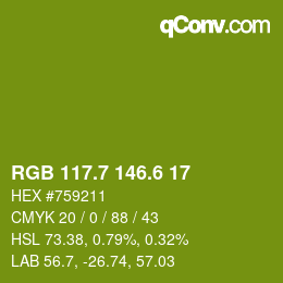 カラーコード: RGB 117.7 146.6 17 | qconv.com