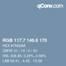 カラーコード: RGB 117.7 146.6 170 | qconv.com