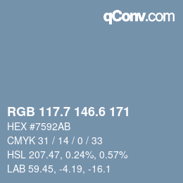 カラーコード: RGB 117.7 146.6 171 | qconv.com