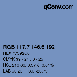カラーコード: RGB 117.7 146.6 192 | qconv.com