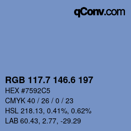 カラーコード: RGB 117.7 146.6 197 | qconv.com