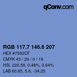 カラーコード: RGB 117.7 146.6 207 | qconv.com