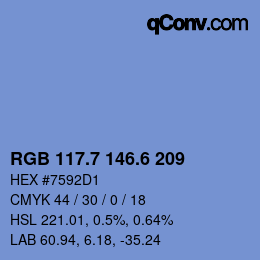 カラーコード: RGB 117.7 146.6 209 | qconv.com