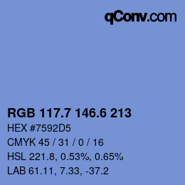 カラーコード: RGB 117.7 146.6 213 | qconv.com