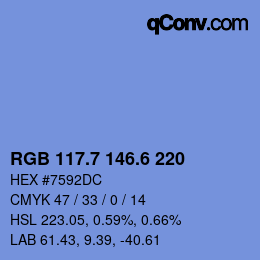 カラーコード: RGB 117.7 146.6 220 | qconv.com