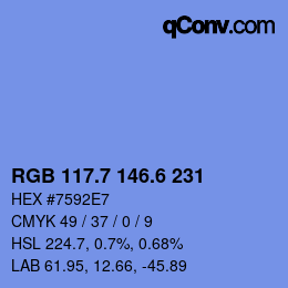 カラーコード: RGB 117.7 146.6 231 | qconv.com