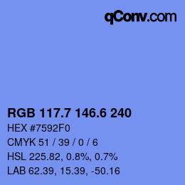 カラーコード: RGB 117.7 146.6 240 | qconv.com