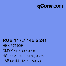 カラーコード: RGB 117.7 146.6 241 | qconv.com