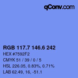 カラーコード: RGB 117.7 146.6 242 | qconv.com