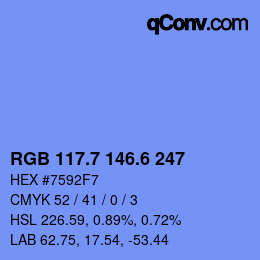 カラーコード: RGB 117.7 146.6 247 | qconv.com