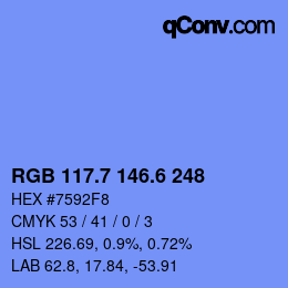 カラーコード: RGB 117.7 146.6 248 | qconv.com