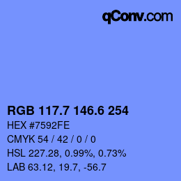 カラーコード: RGB 117.7 146.6 254 | qconv.com