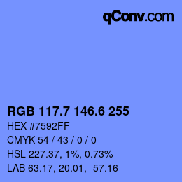 カラーコード: RGB 117.7 146.6 255 | qconv.com