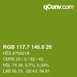 カラーコード: RGB 117.7 146.6 26 | qconv.com