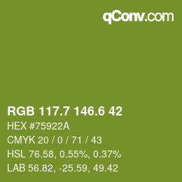 カラーコード: RGB 117.7 146.6 42 | qconv.com