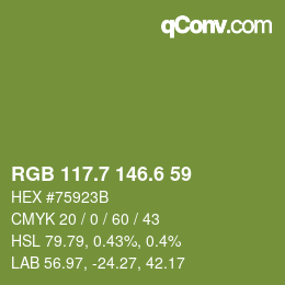 カラーコード: RGB 117.7 146.6 59 | qconv.com
