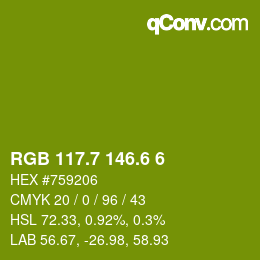 カラーコード: RGB 117.7 146.6 6 | qconv.com