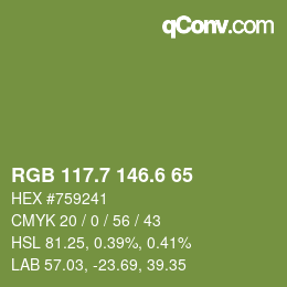 カラーコード: RGB 117.7 146.6 65 | qconv.com