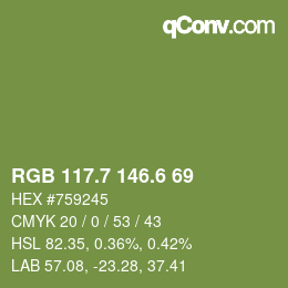 カラーコード: RGB 117.7 146.6 69 | qconv.com