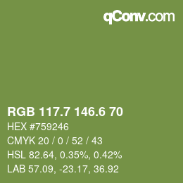 カラーコード: RGB 117.7 146.6 70 | qconv.com