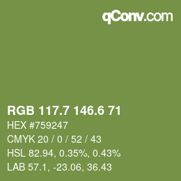 カラーコード: RGB 117.7 146.6 71 | qconv.com
