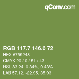 カラーコード: RGB 117.7 146.6 72 | qconv.com