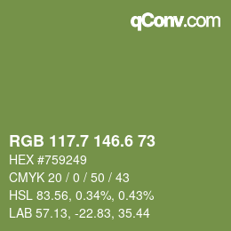 カラーコード: RGB 117.7 146.6 73 | qconv.com