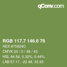 カラーコード: RGB 117.7 146.6 76 | qconv.com