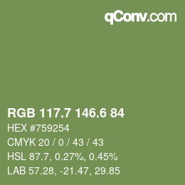 カラーコード: RGB 117.7 146.6 84 | qconv.com