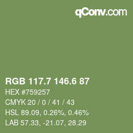 カラーコード: RGB 117.7 146.6 87 | qconv.com
