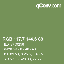 カラーコード: RGB 117.7 146.6 88 | qconv.com