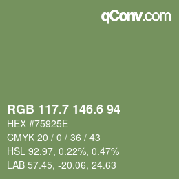 カラーコード: RGB 117.7 146.6 94 | qconv.com