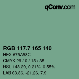 カラーコード: RGB 117.7 165 140 | qconv.com