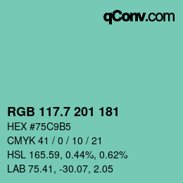 カラーコード: RGB 117.7 201 181 | qconv.com