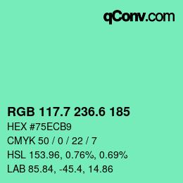 カラーコード: RGB 117.7 236.6 185 | qconv.com