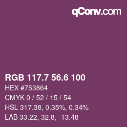 カラーコード: RGB 117.7 56.6 100 | qconv.com