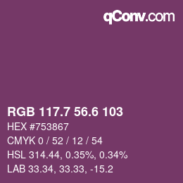 カラーコード: RGB 117.7 56.6 103 | qconv.com