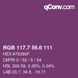カラーコード: RGB 117.7 56.6 111 | qconv.com