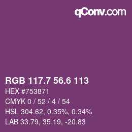 カラーコード: RGB 117.7 56.6 113 | qconv.com
