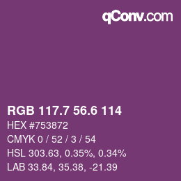 カラーコード: RGB 117.7 56.6 114 | qconv.com